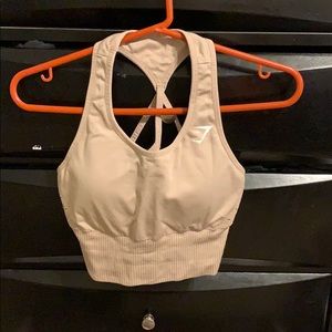 Gym shark beige vest sports bra